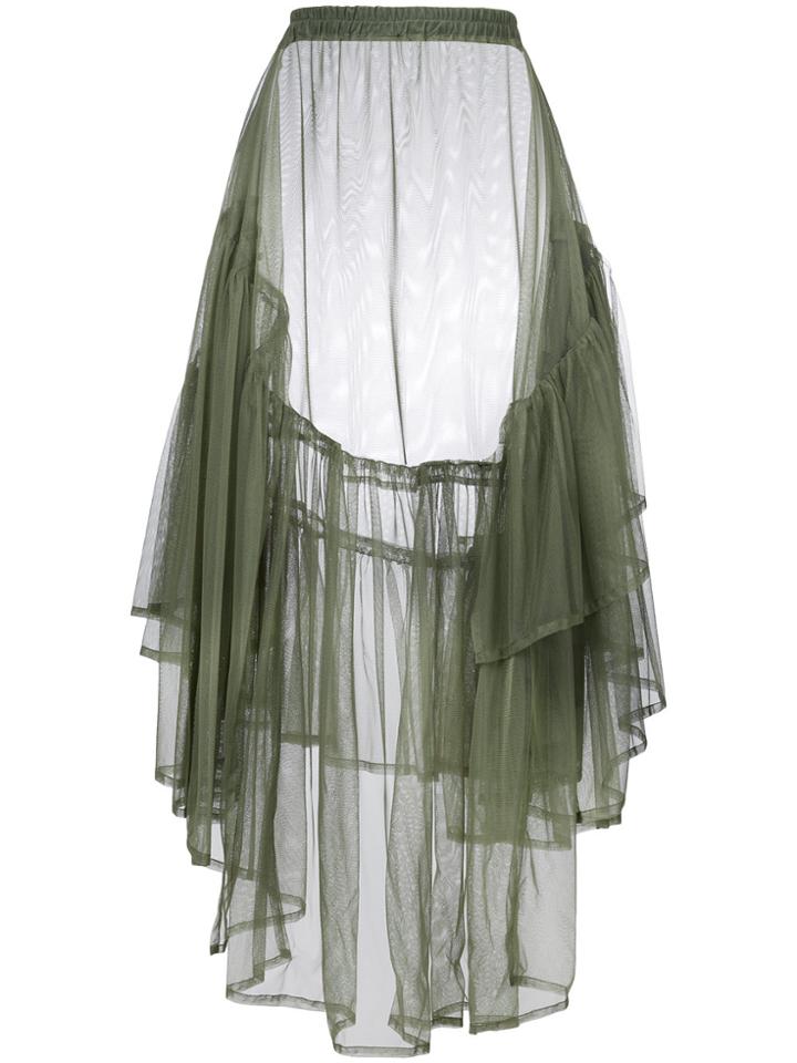 Barbara Bologna Ruffled Tulle Skirt - Green