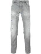 Dolce & Gabbana Ripped Detail Jeans, Men's, Size: 50, Grey, Cotton