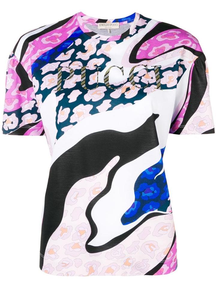 Emilio Pucci Abstract Logo Print T-shirt - Pink