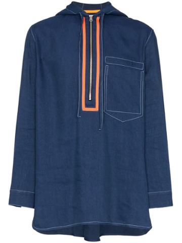 Pronounce Hooded Half-zip Jacket - Blue