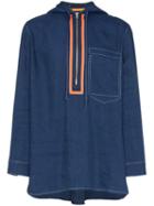 Pronounce Hooded Half-zip Jacket - Blue