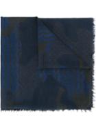Neil Barrett Patchwork Print Scarf, Men's, Blue, Cotton
