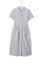 Bonpoint Teen Check Shirt Dress - White