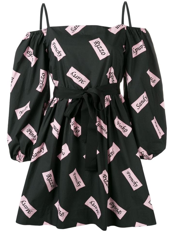 Pinko Printed Cold-shoulder Blouse - Black