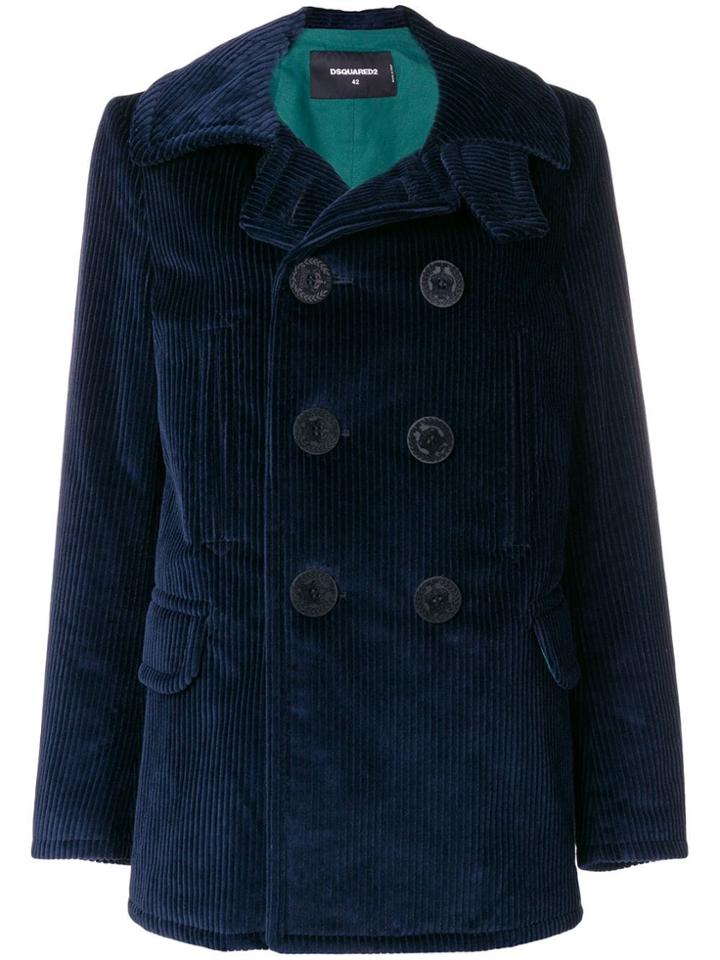 Dsquared2 Double-breasted Corduroy Jacket - Blue