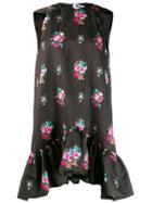 Msgm Short Floral Print Dress - Black