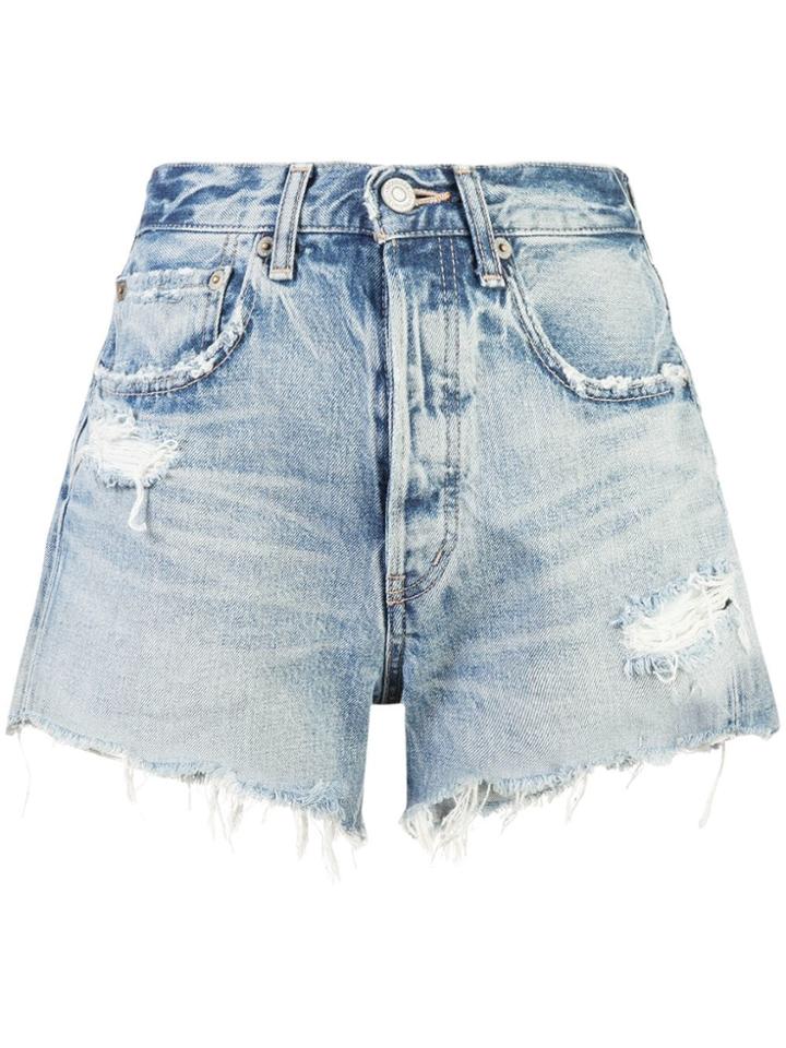 Moussy Vintage Distressed Effect Shorts - Blue
