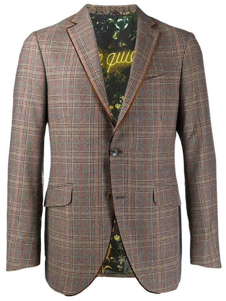 Etro Cashmere Plaid Fitted Blazer - Brown