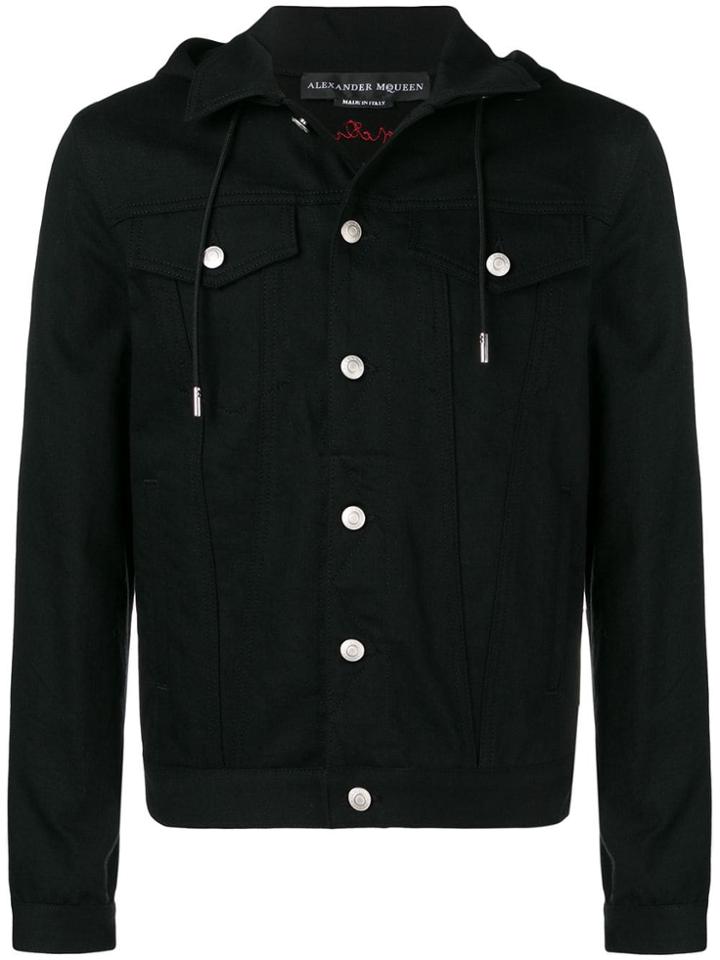Alexander Mcqueen Hooded Denim Jacket - Black