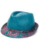 Etro Paisley Print Brim Straw Hat - Blue