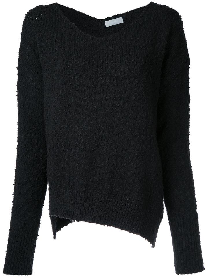 Estnation - Bouclé Jumper With Asymmetric Hem - Women - Cotton/nylon/polyester - 38, Black, Cotton/nylon/polyester