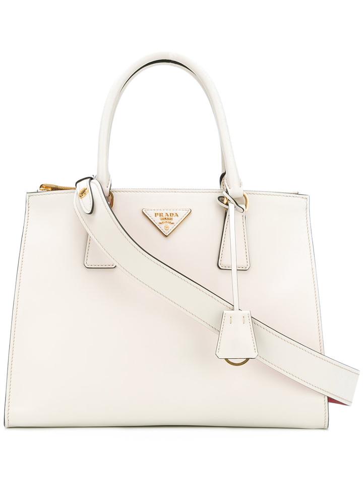 Prada Tote Bag, Women's, White, Calf Leather