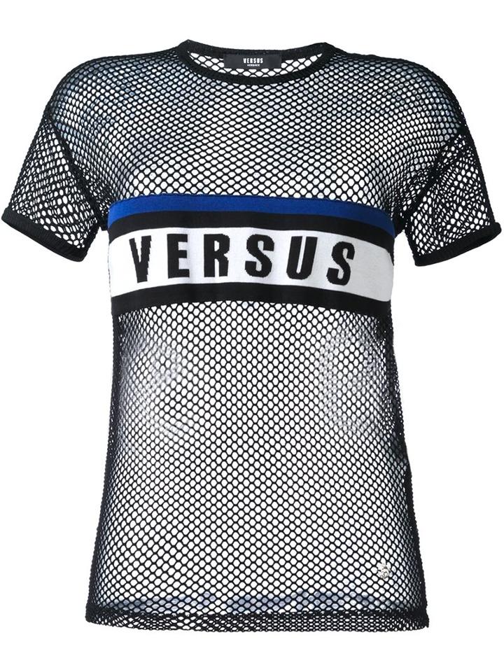 Versus Logo Print Mesh T-shirt