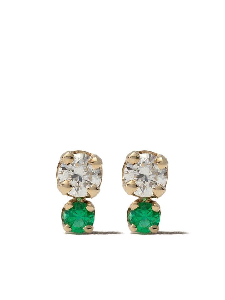 Gemfields X Zoë Chicco Emerald And Diamond Stud Earrings - Yellow Gold