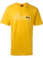 Stussy Logo Print T-shirt, Men's, Size: L, Yellow/orange, Cotton