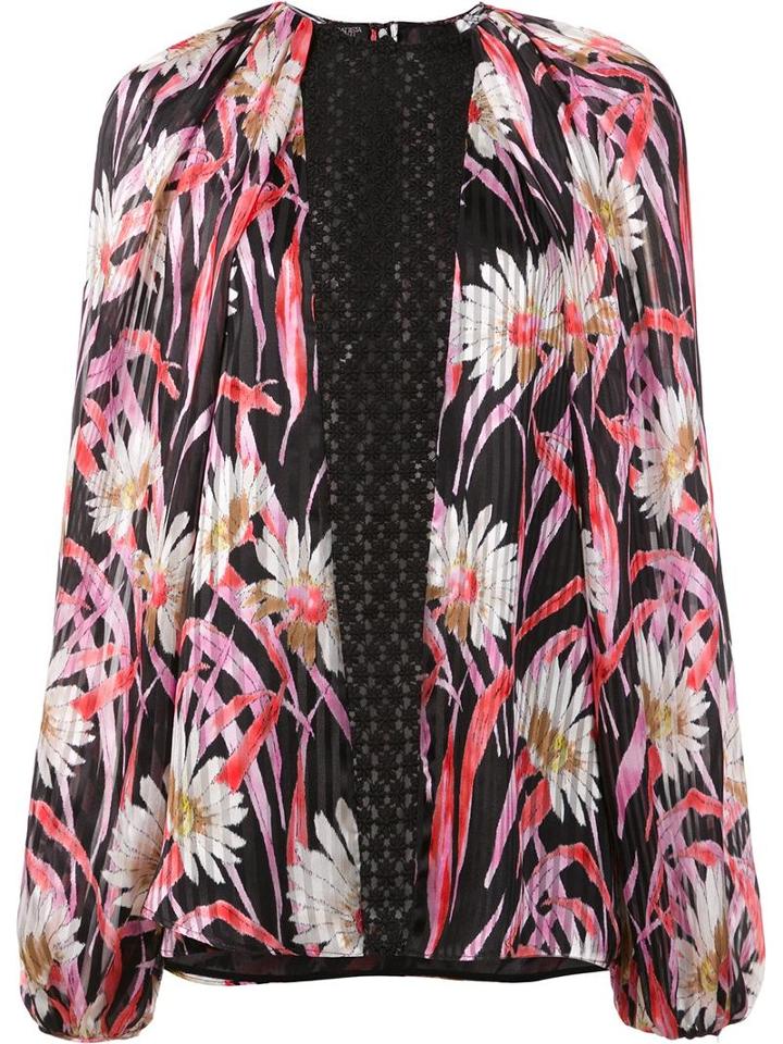 Giambattista Valli Floral Crochet Panel Blouse, Women's, Size: 40, Black, Silk