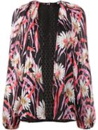 Giambattista Valli Floral Crochet Panel Blouse, Women's, Size: 40, Black, Silk