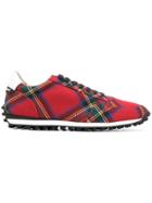 Burberry Designer Checked Sneakers - Red