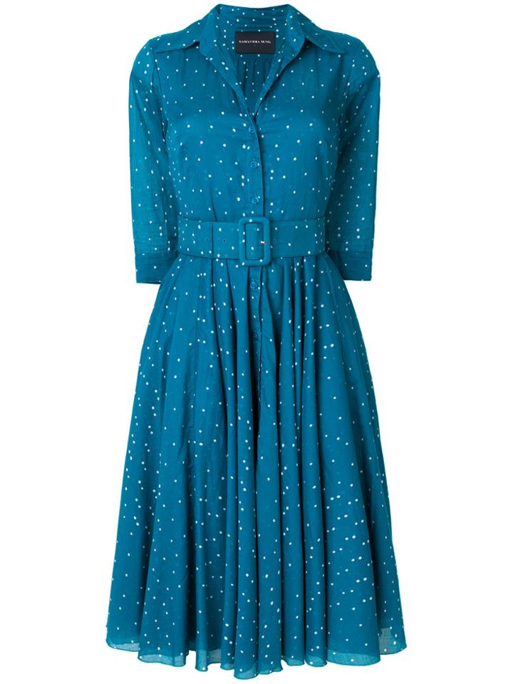Samantha Sung Mini Dot Aster Dress - Blue