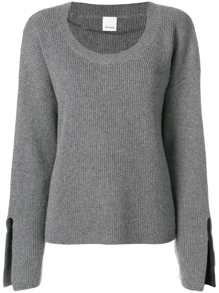 Pinko Ribbed Slit Cuff Sweater - Grey