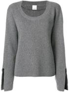 Pinko Ribbed Slit Cuff Sweater - Grey
