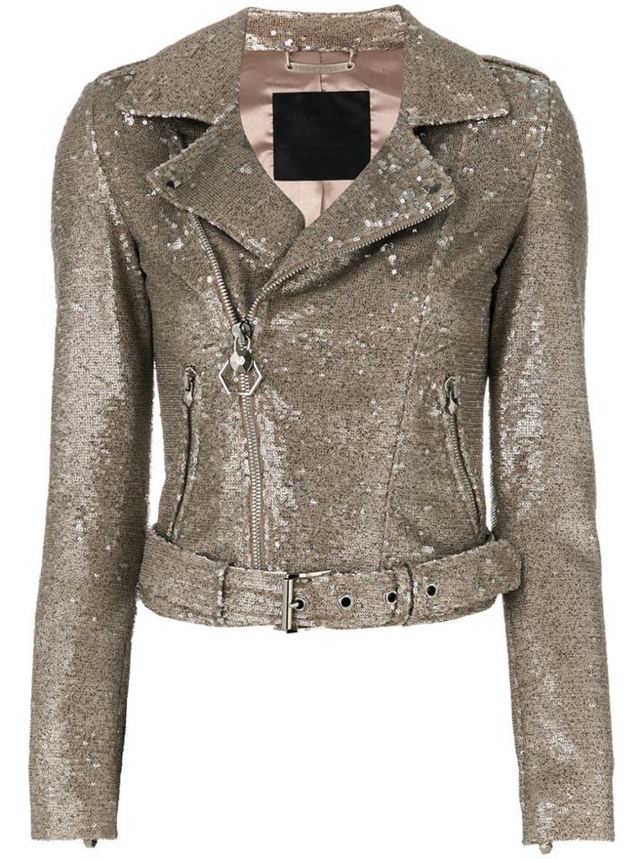Philipp Plein Glitter Biker Jacket - Nude & Neutrals