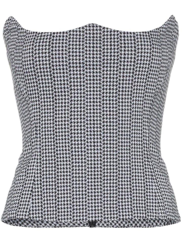 Versace Inverted Heart Neck Cotton Blend Corset Top - Black