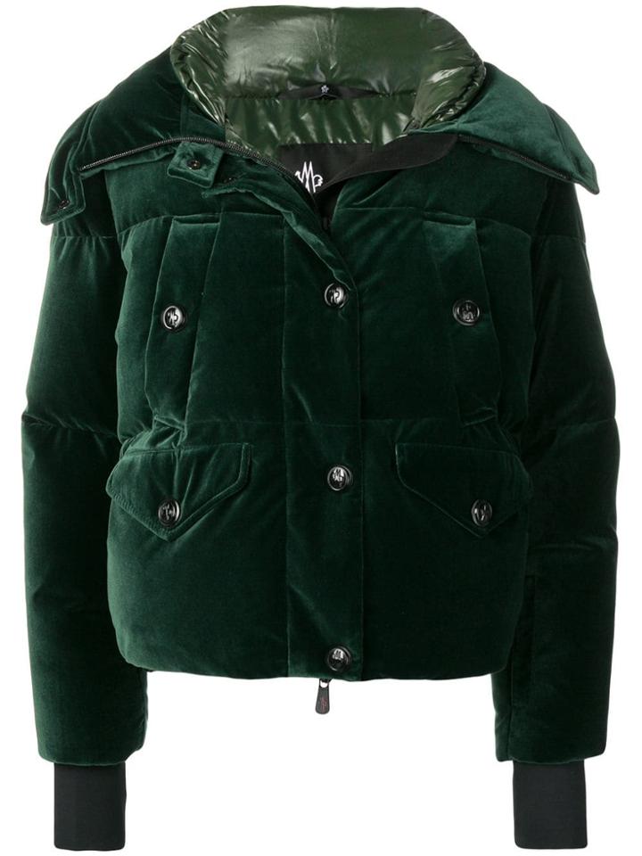 Moncler Grenoble Velvet Effect Puffer Jacket - Green
