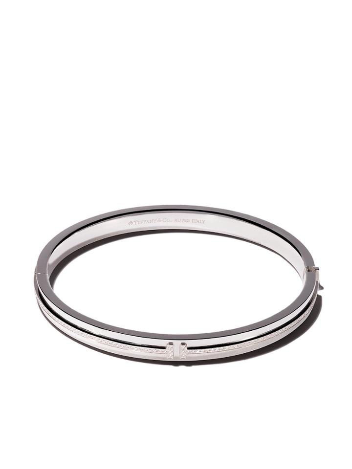 Tiffany & Co 18kt White Gold Tiffany T Two Hinged Diamond Bangle -