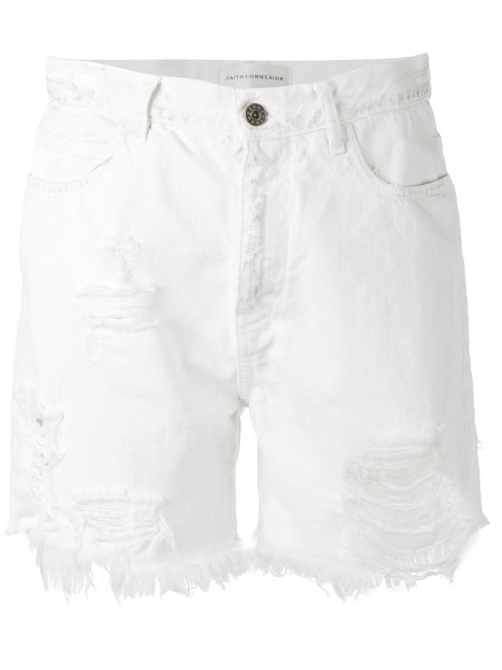 Faith Connexion - Frayed Denim Shorts - Women - Cotton - M, Women's, White, Cotton