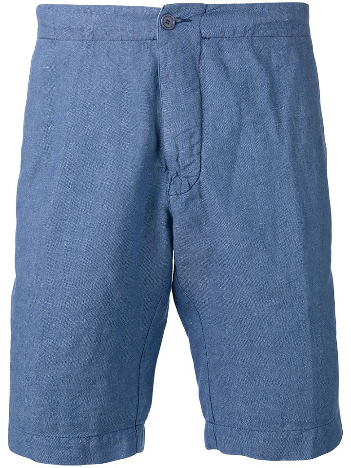 Aspesi - Chambray Shorts - Men - Cotton/linen/flax - 54, Blue, Cotton/linen/flax