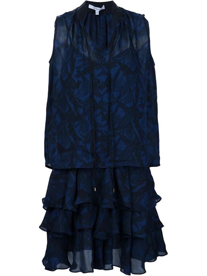 Derek Lam 10 Crosby Ruffled Leaf Print Dress