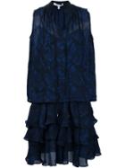 Derek Lam 10 Crosby Ruffled Leaf Print Dress