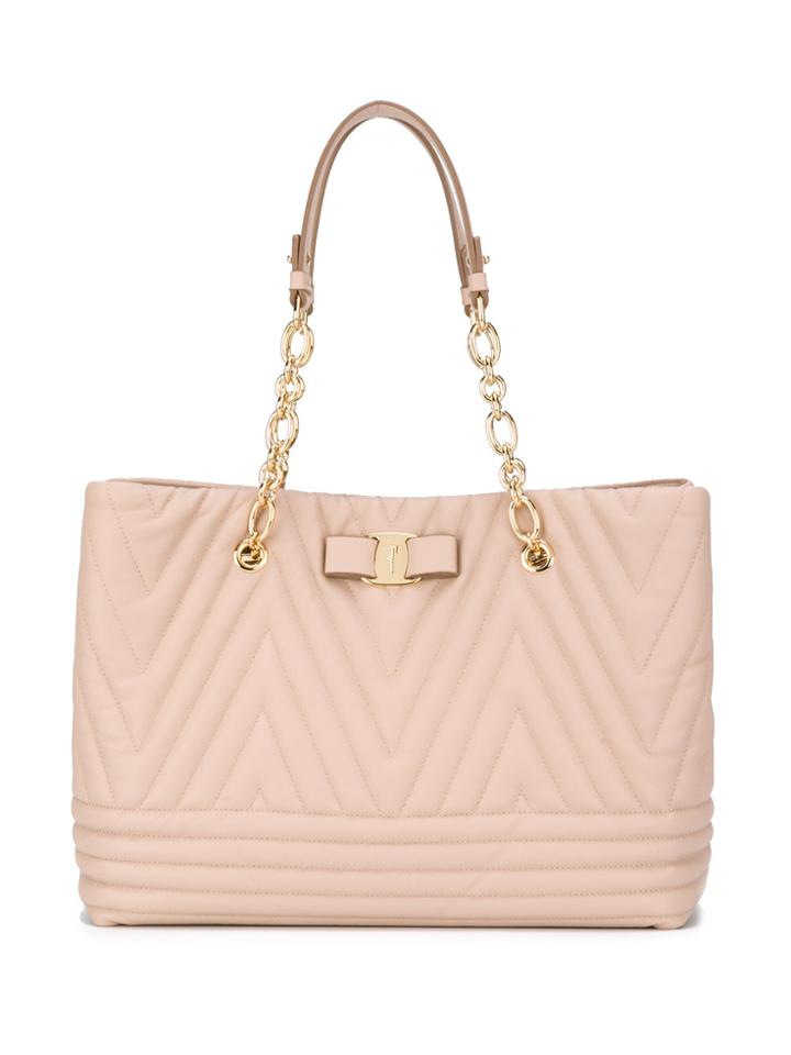 Salvatore Ferragamo Vara Quilted Tote - Nude & Neutrals