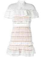 Self-portrait - Lace-detail Dress - Women - Polyester/spandex/elastane - 6, White, Polyester/spandex/elastane