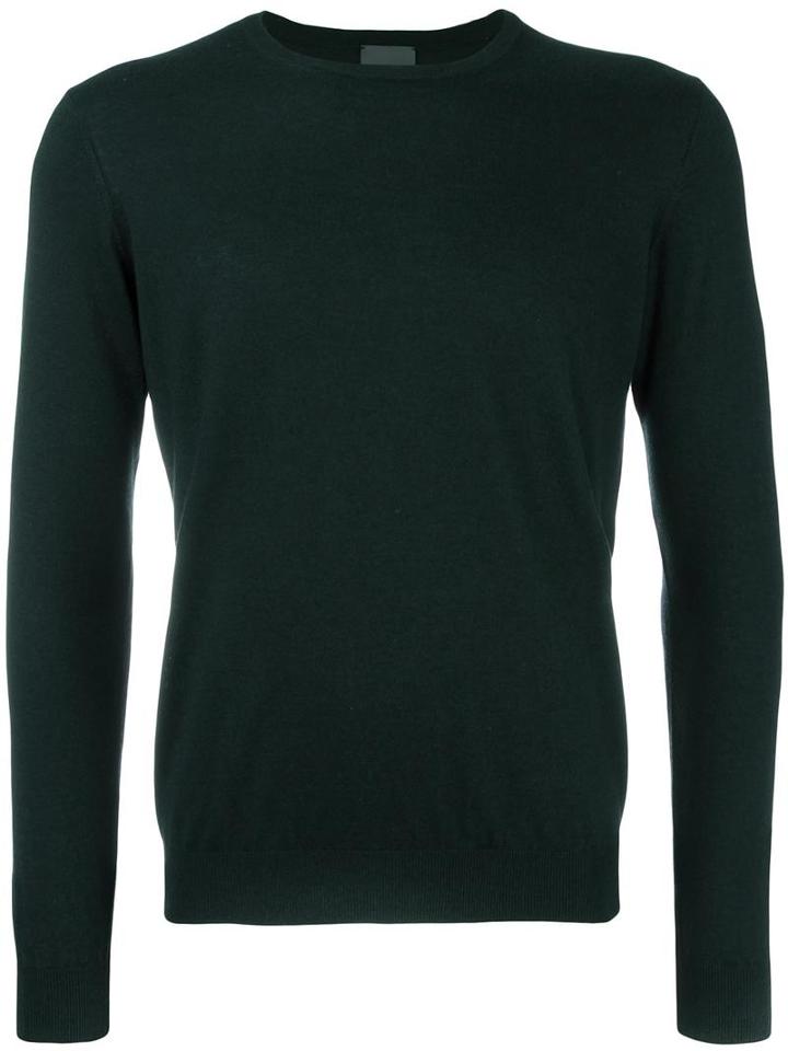 Laneus Round Neck Jumper, Men's, Size: 48, Green, Silk/cashmere