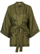 Gold Hawk Belted Kimono Jacket - Green