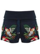 Andrea Bogosian Embroidered Track Shorts, Women's, Size: P, Blue, Cotton/polyester