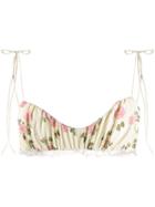 For Love And Lemons Floral-print Bikini Top - Neutrals