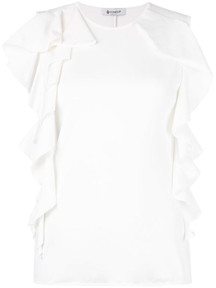 Dondup - Ruffled Sleeves Tank Top - Women - Cotton/spandex/elastane - M, White, Cotton/spandex/elastane