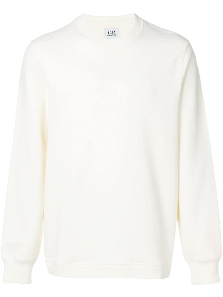 Cp Company Logo Crew Neck Sweatshirt - White