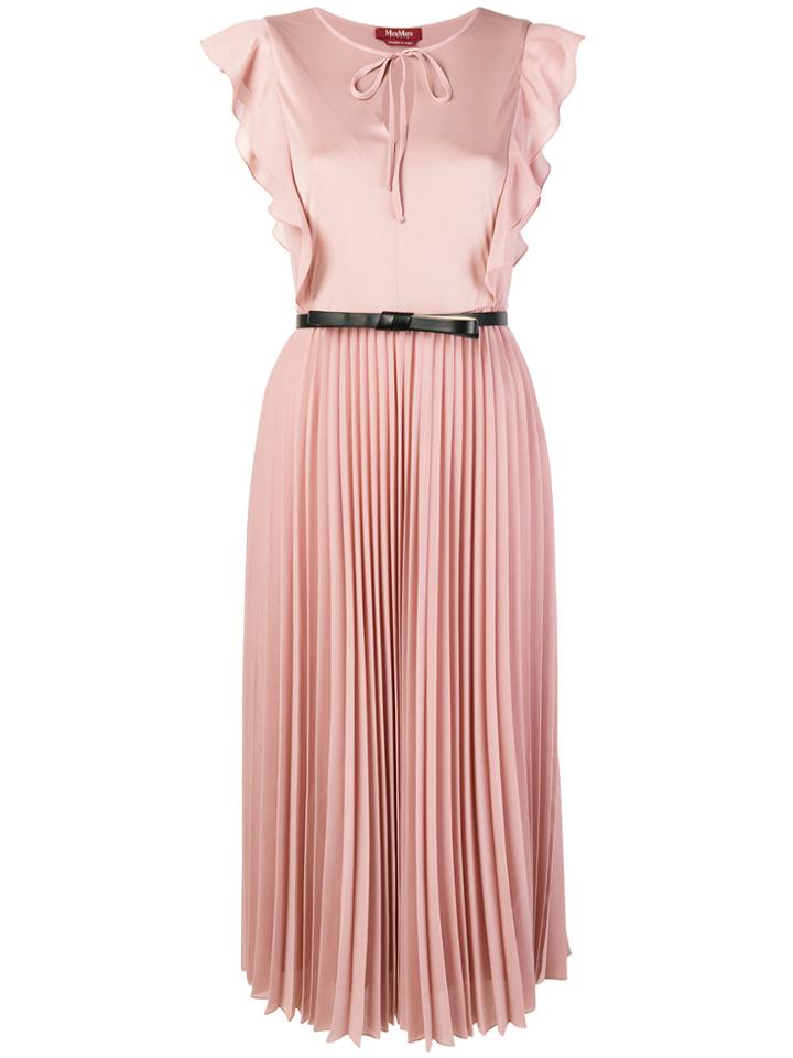 Max Mara Studio Flutter Sleeve Dress - Pink & Purple