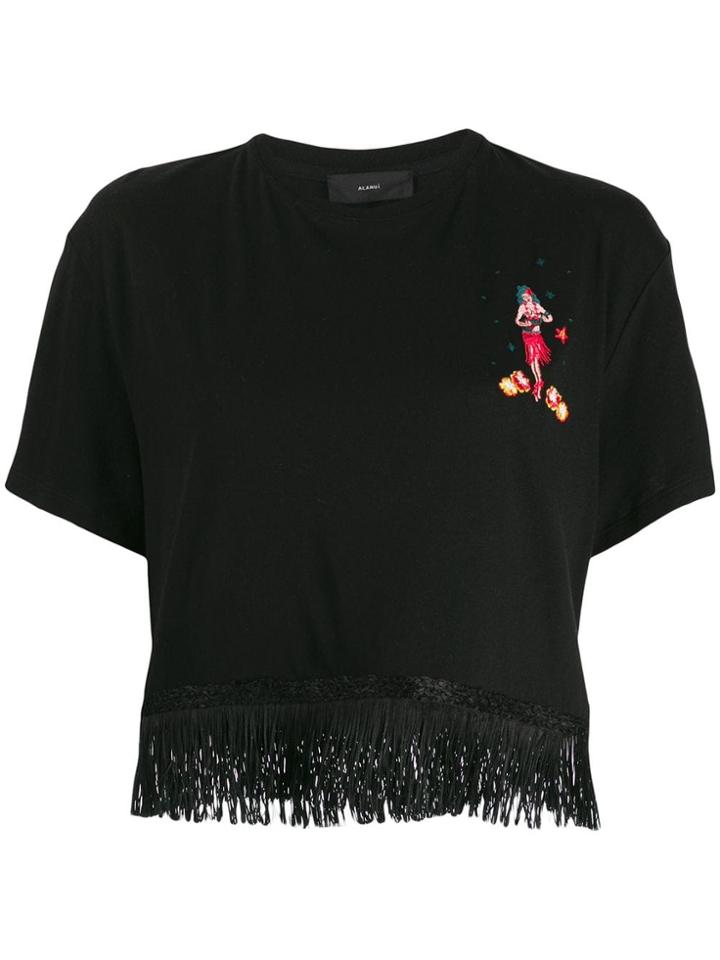 Alanui Fringe Hem Cropped Top - Black