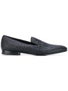 Roberto Cavalli Woven Logo Plaque Loafers - Black