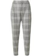Pt01 Cropped Tailored Plaid Trousers - Black