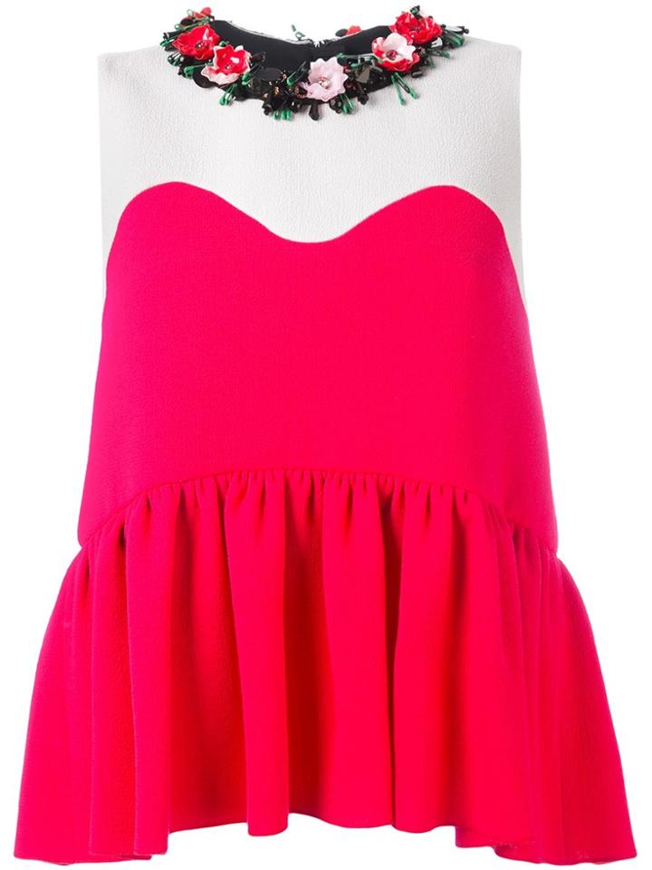 Msgm Embellished Collar Top - Red