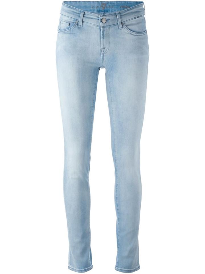 7 For All Mankind Stone Washed Jeans, Women's, Size: 30, Blue, Cotton/polyester/spandex/elastane