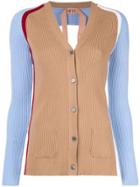 Nº21 Back Cut Out Ribbed Cardigan - Brown