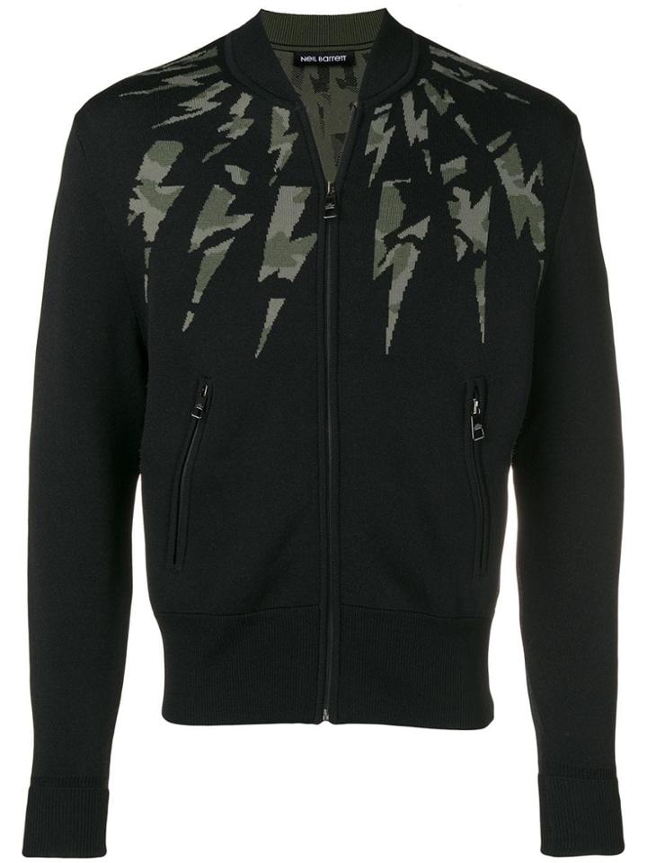 Neil Barrett Thunderbolt Zip-up Jacket - Black