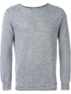 Bark Striped Sweater, Men's, Size: Xl, White, Cotton/linen/flax/polyester